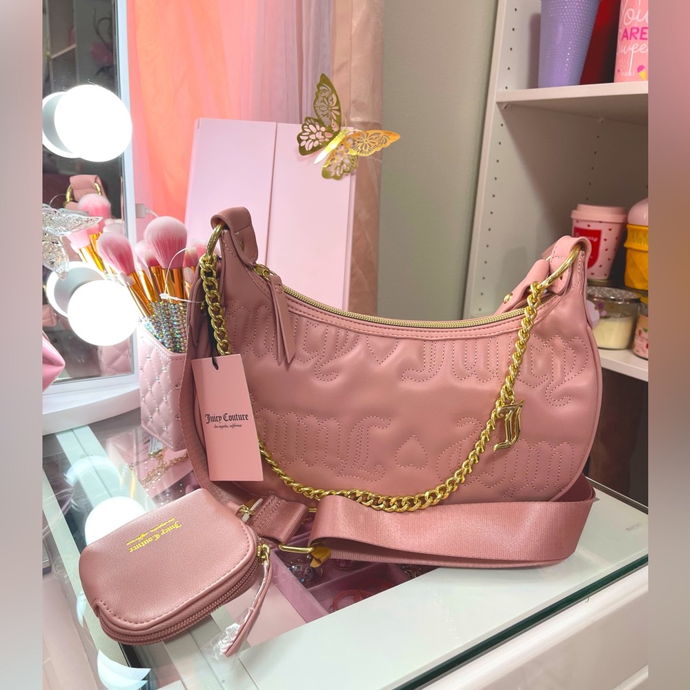 Juicy Couture Pink Quilted Taffy Puff Back with Pouch